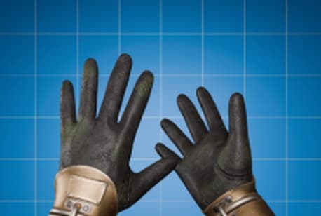 A pair of leather diving gloves, the player's hands in the game